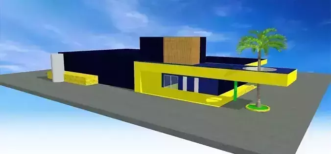 RESTAURANT house with palm trees Free 3D model