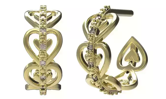 Earrings gold heart ring with diamonds