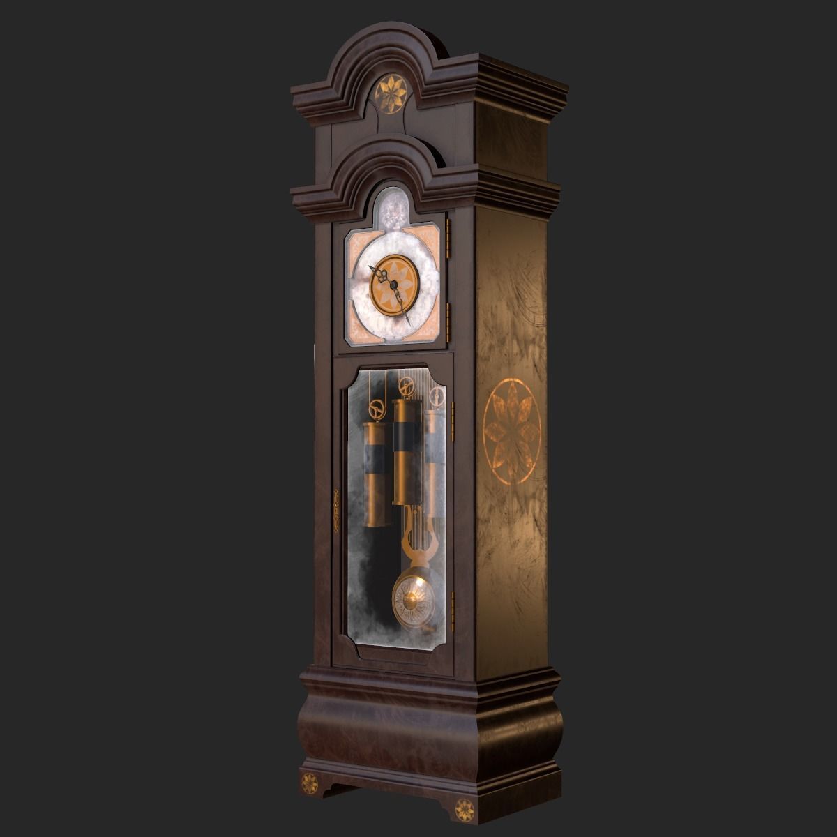 Old Antique Grandfather Clock PBR Low-poly 3D model_11