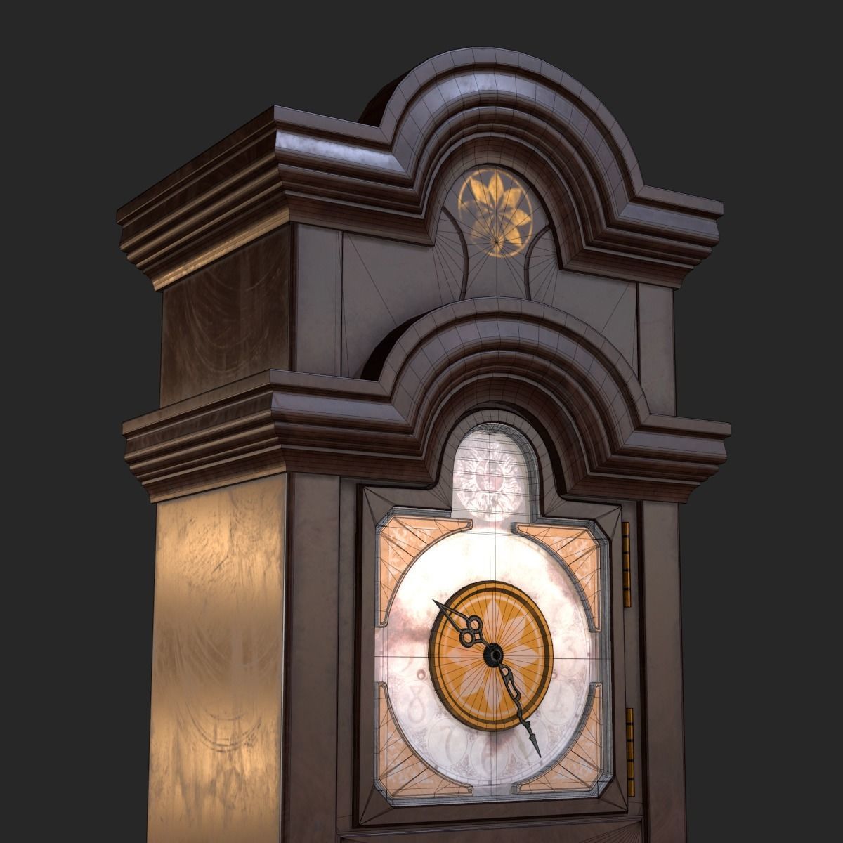 Old Antique Grandfather Clock PBR Low-poly 3D model_10