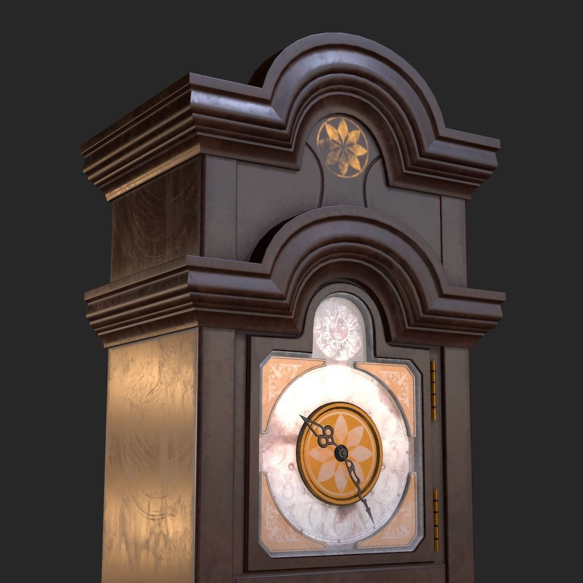 Old Antique Grandfather Clock PBR Low-poly 3D model_8