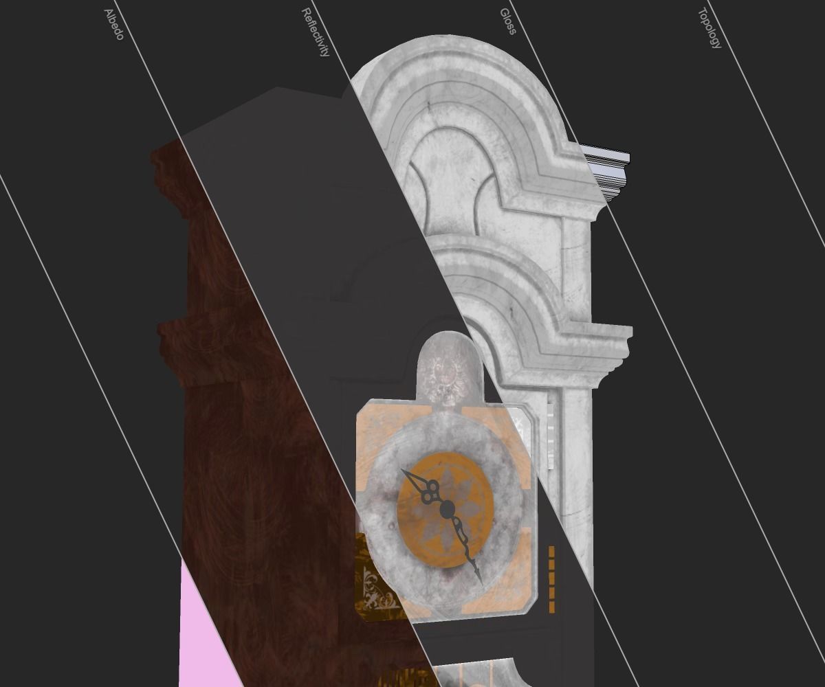 Old Antique Grandfather Clock PBR Low-poly 3D model_23