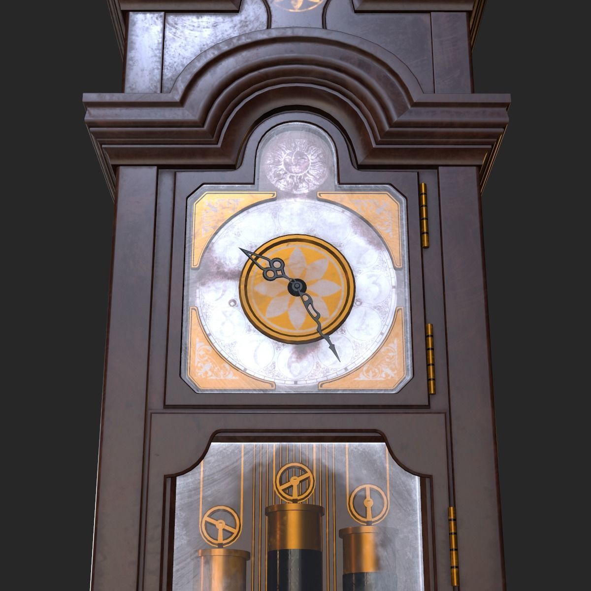Old Antique Grandfather Clock PBR Low-poly 3D model_20