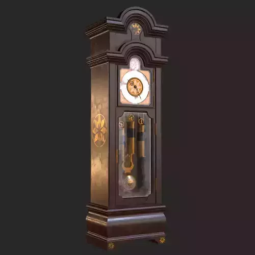 Old Antique Grandfather Clock PBR Low-poly 3D model