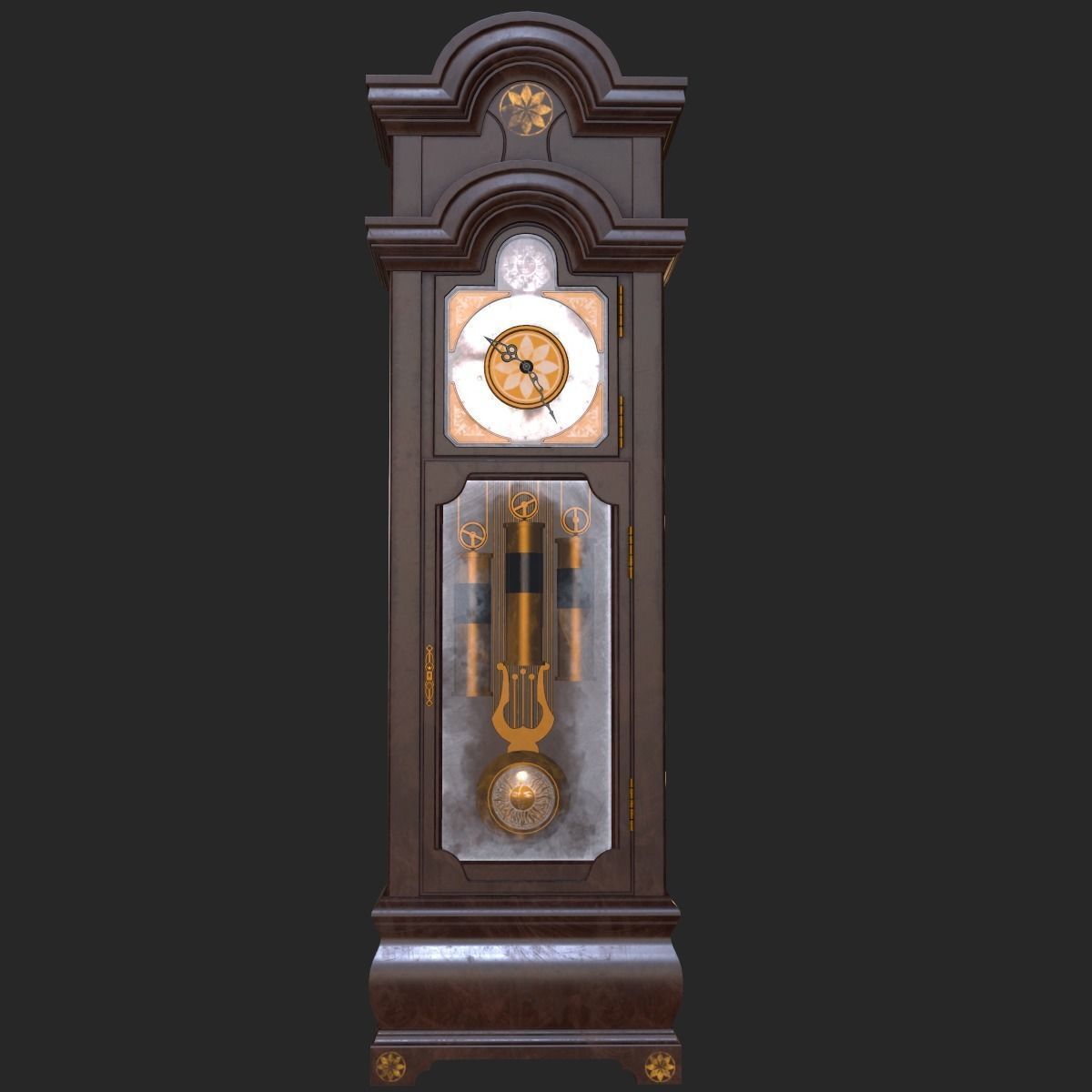 Old Antique Grandfather Clock PBR Low-poly 3D model_17