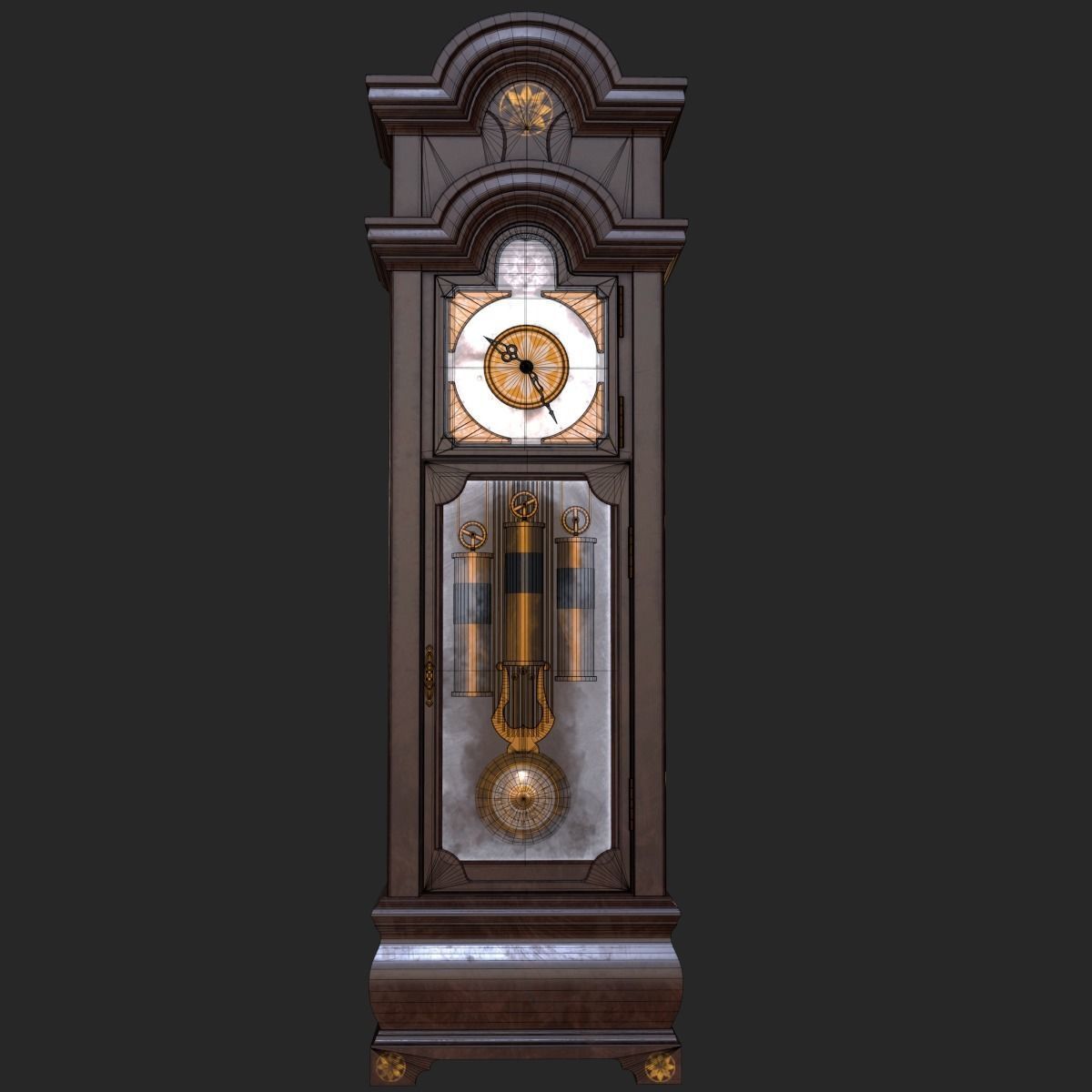 Old Antique Grandfather Clock PBR Low-poly 3D model_19