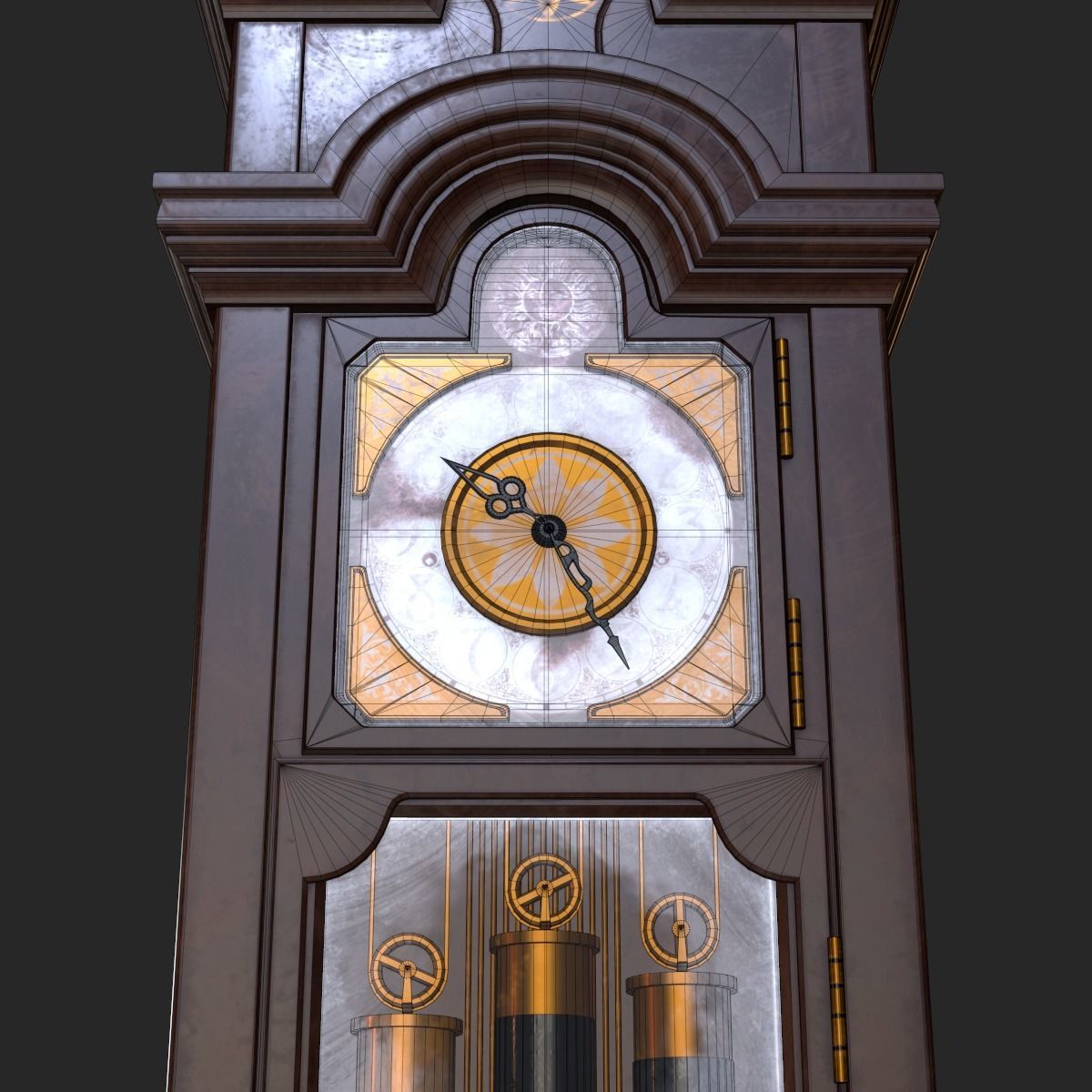 Old Antique Grandfather Clock PBR Low-poly 3D model_22