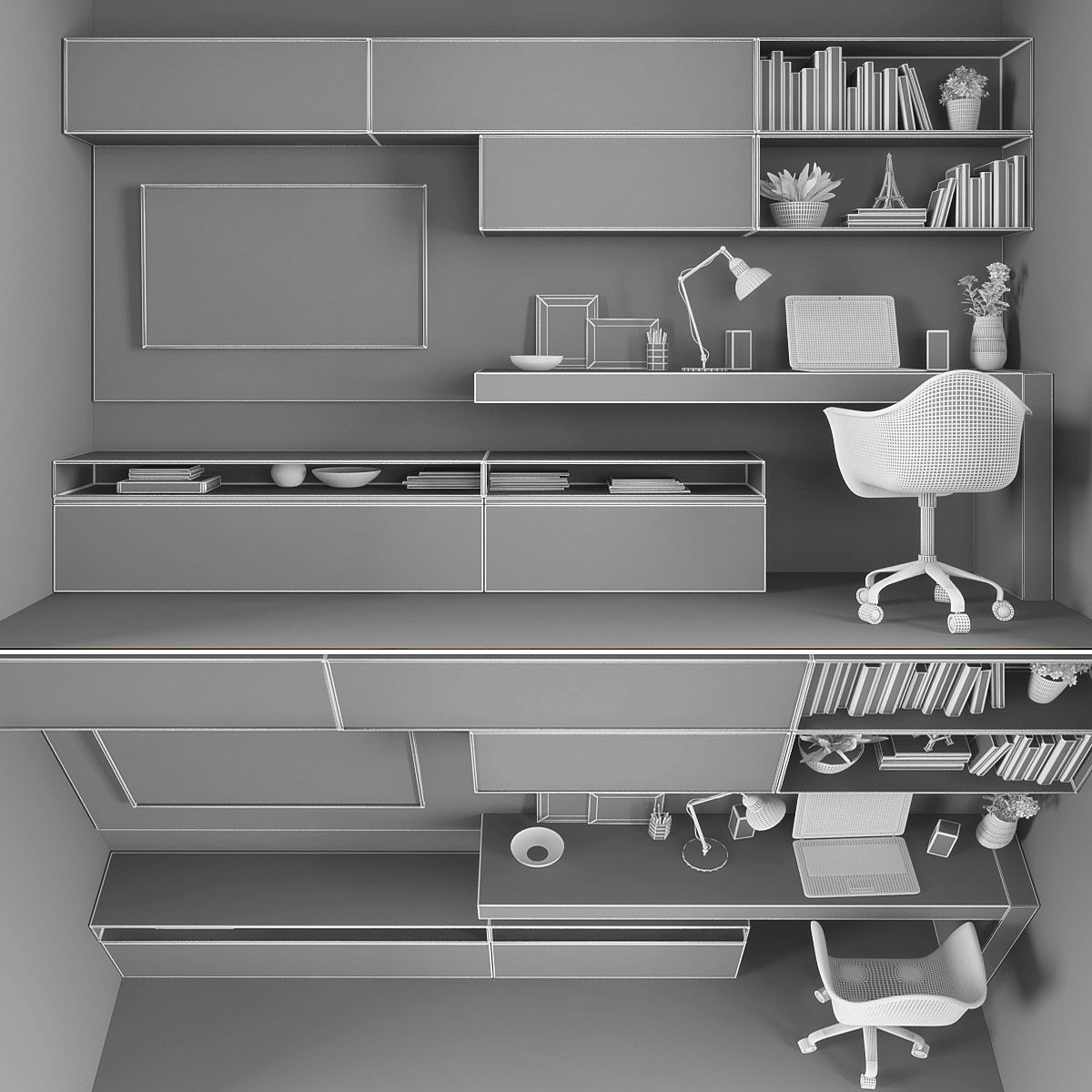 Tv stand  Low-poly 3D model_2