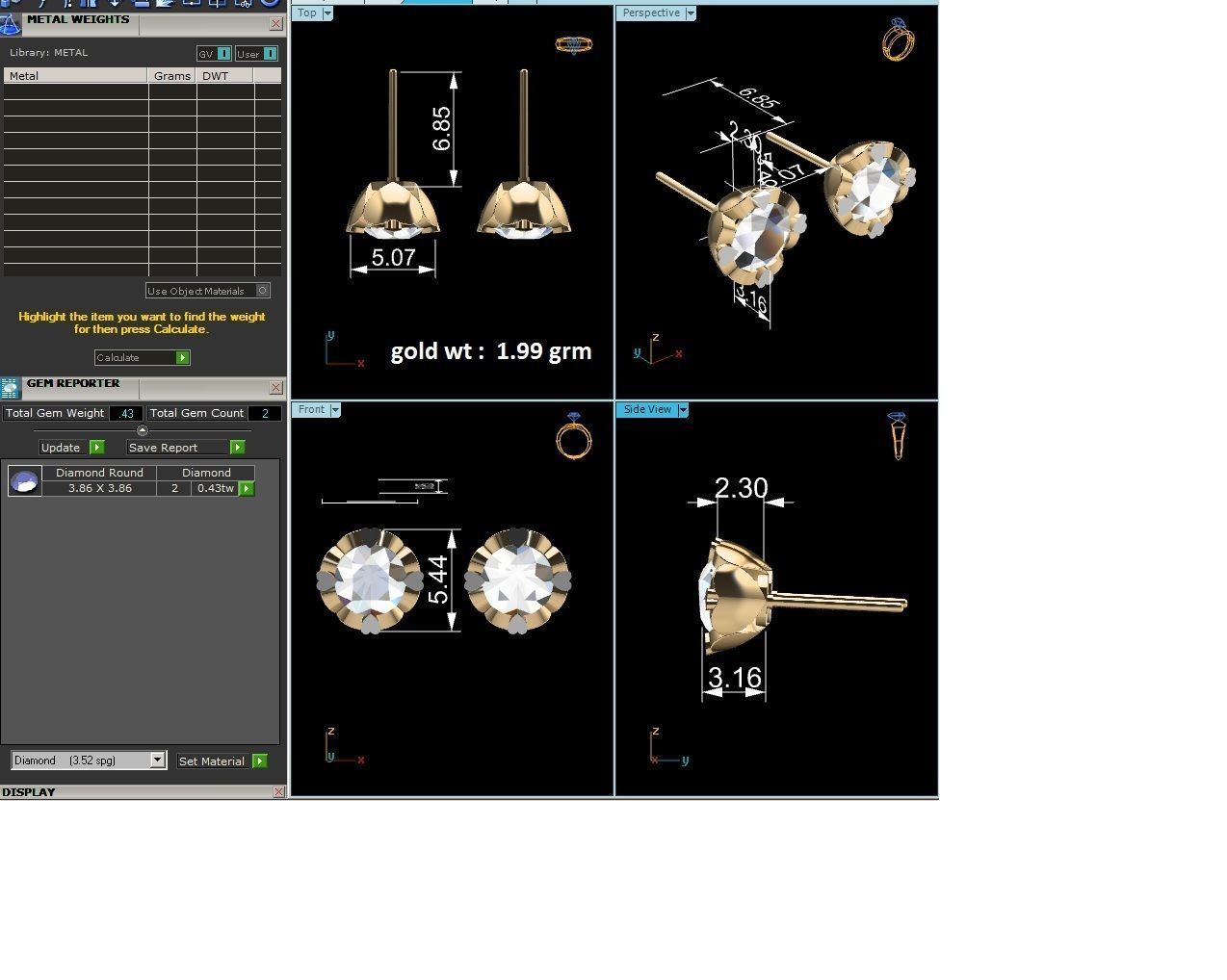 Women solitaire earrings 3dm stl render detail 3D print model 3D print model_8