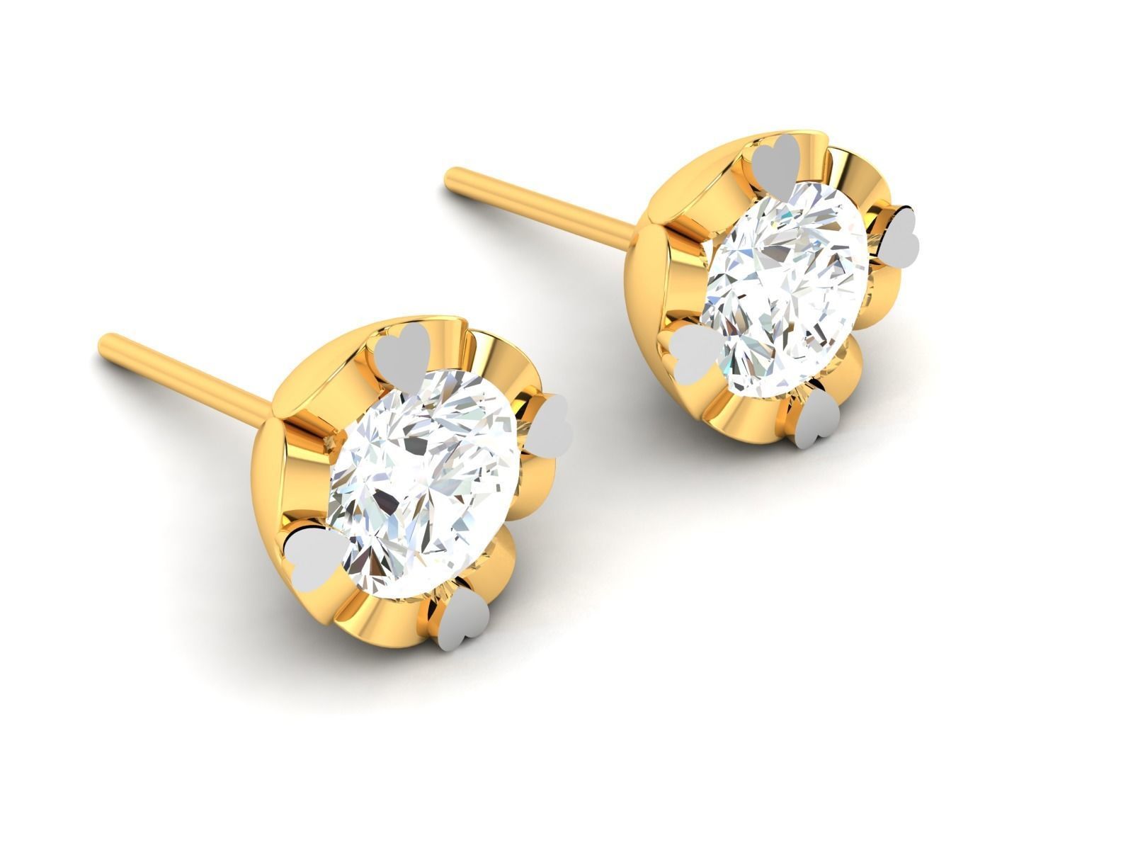 Women solitaire earrings 3dm stl render detail 3D print model 3D print model_2