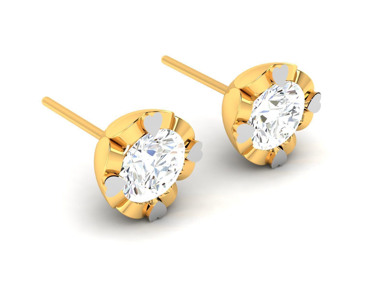 Women solitaire earrings 3dm stl render detail 3D print model 3D print model_3