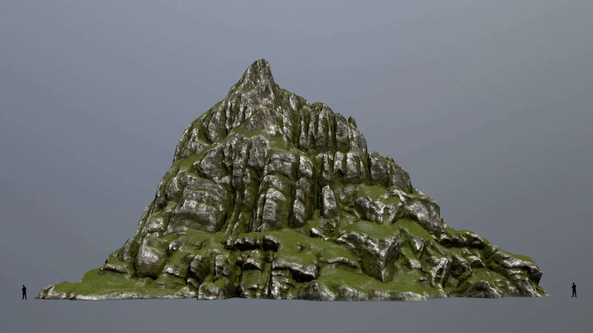 Mountain with grass on top Low-poly 3D model_0