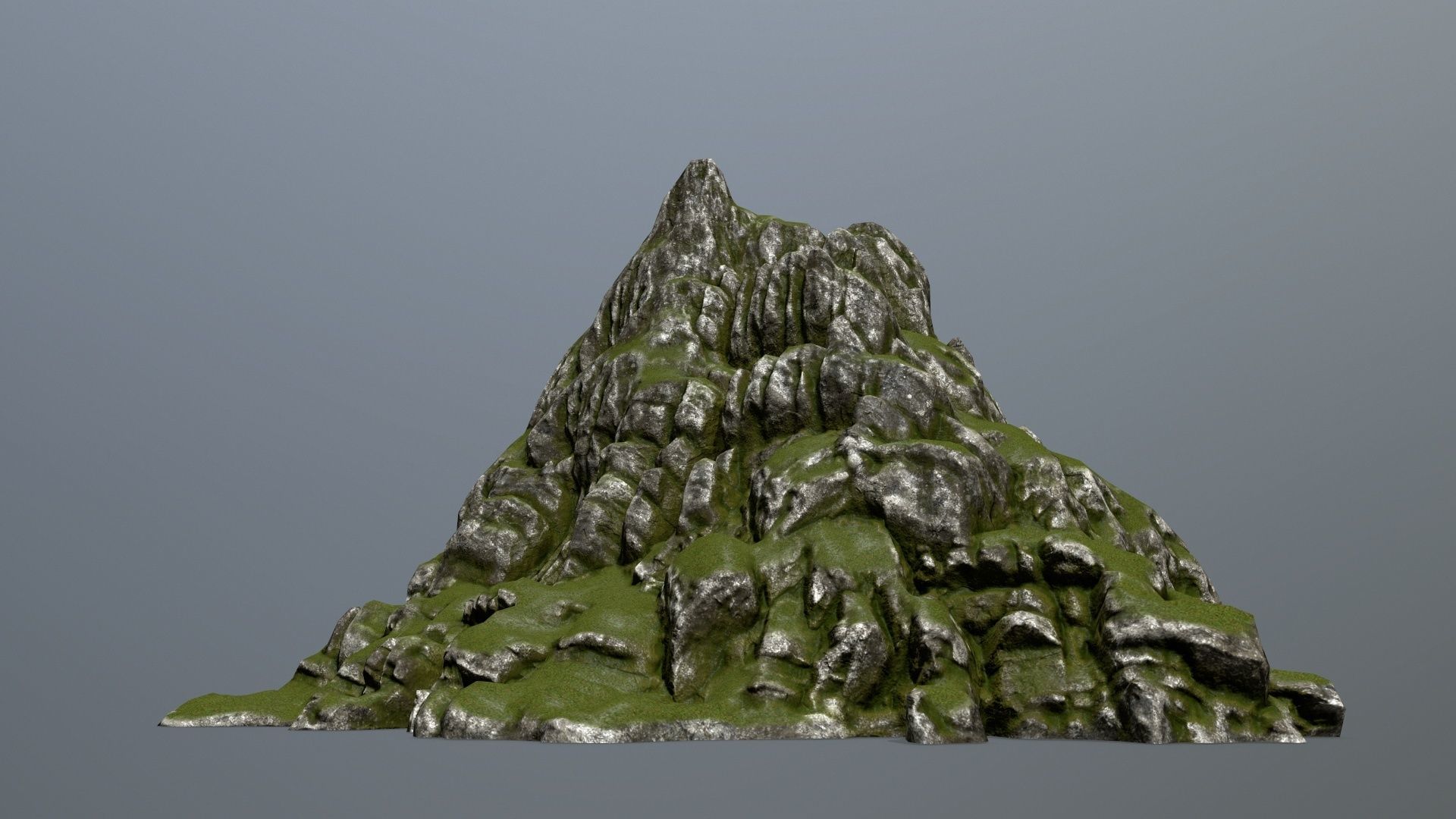 Mountain with grass on top Low-poly 3D model_1