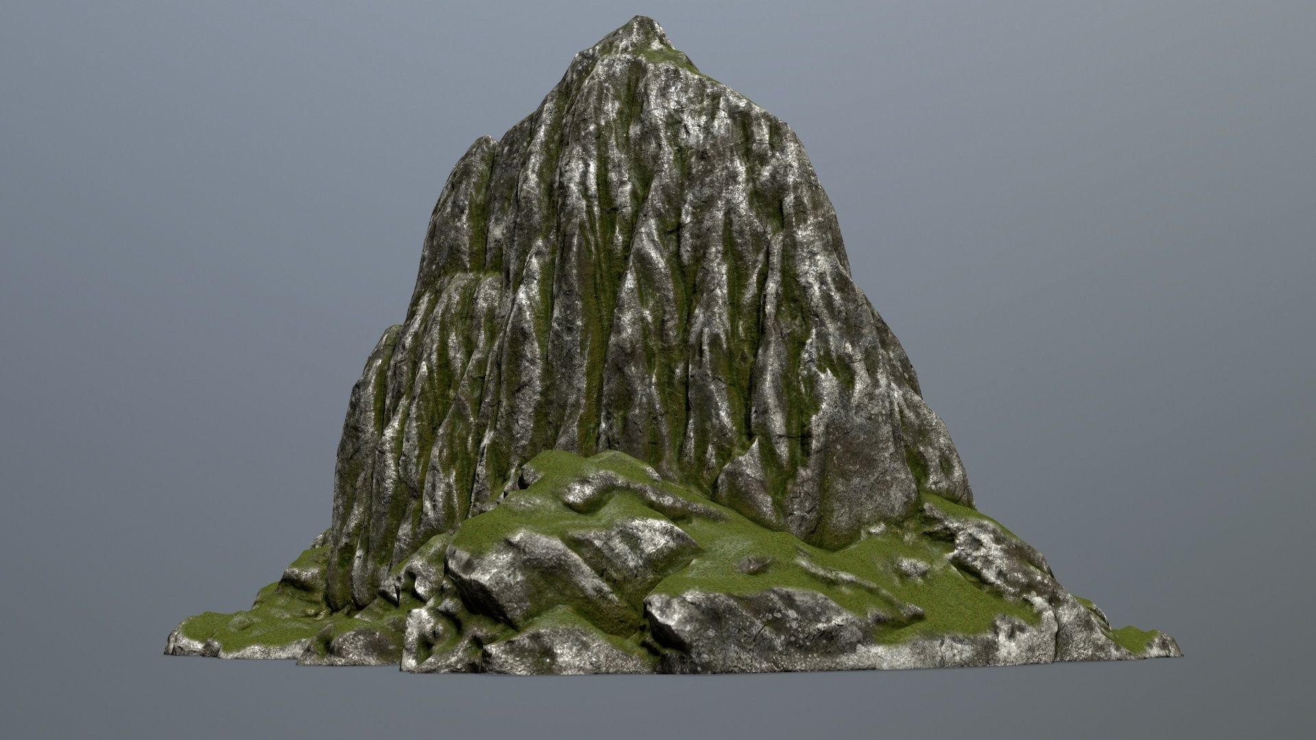 Mountain with grass on top Low-poly 3D model_6