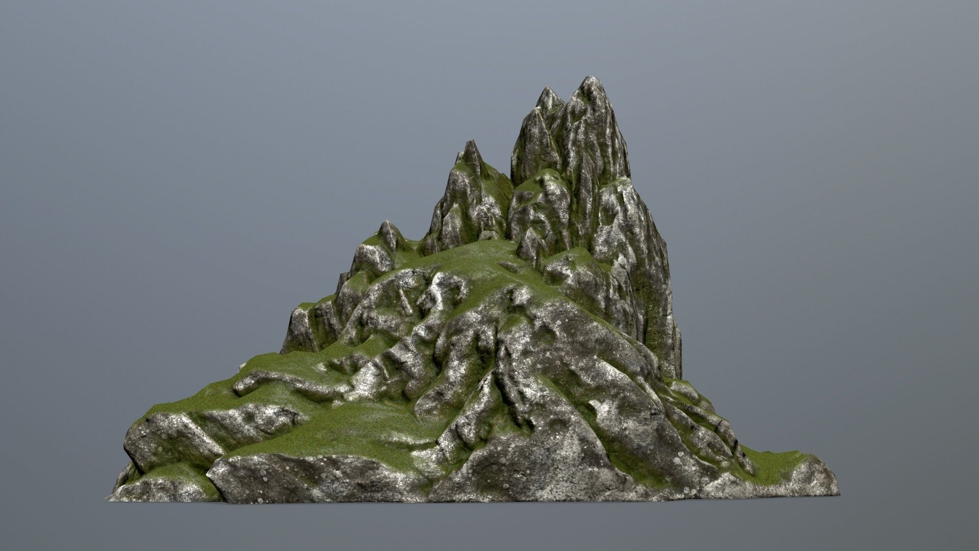 Mountain with grass on top Low-poly 3D model_3