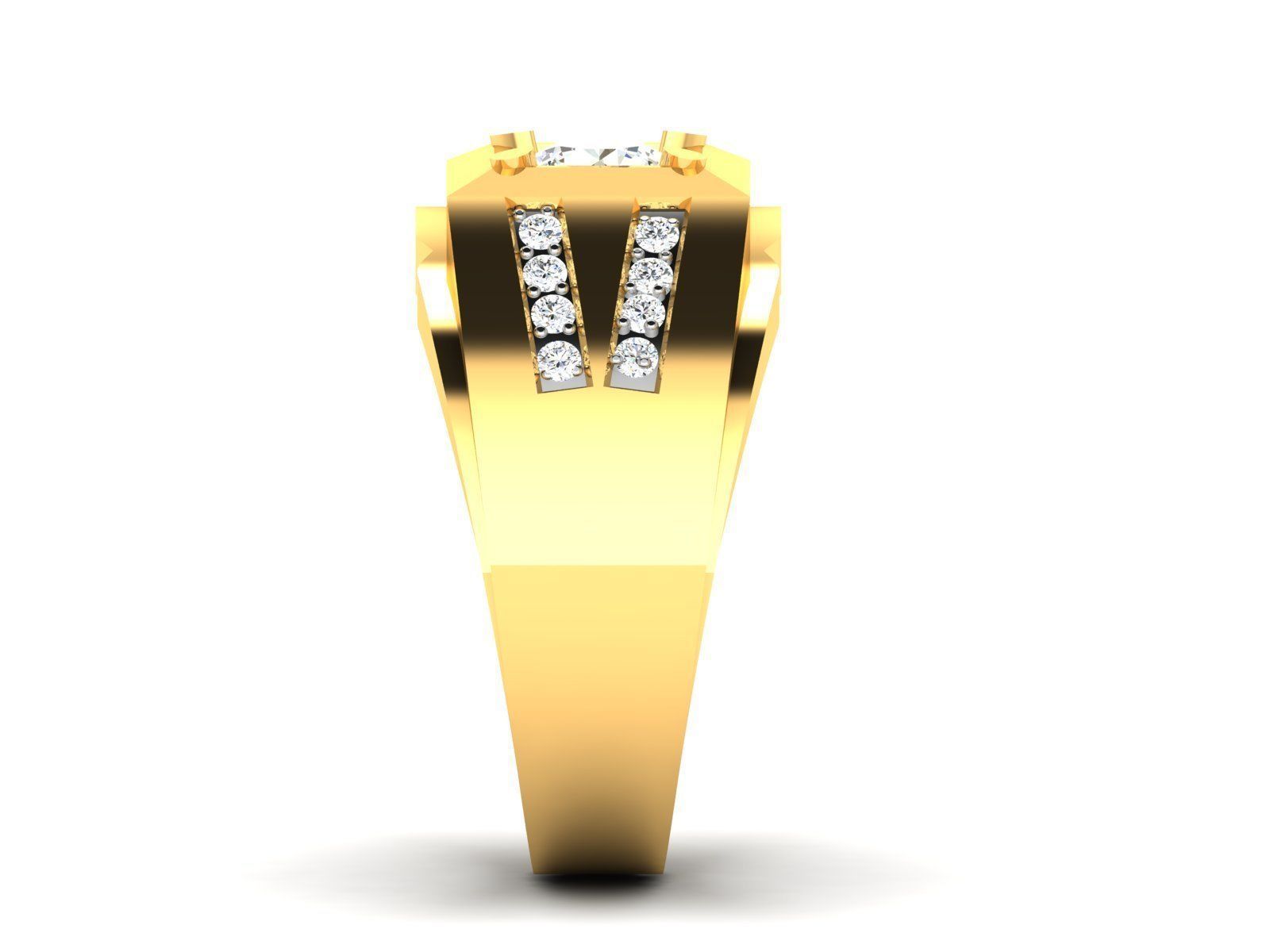 Men solitaire ring 3dm stl render detail 3D print model 3D print model_4