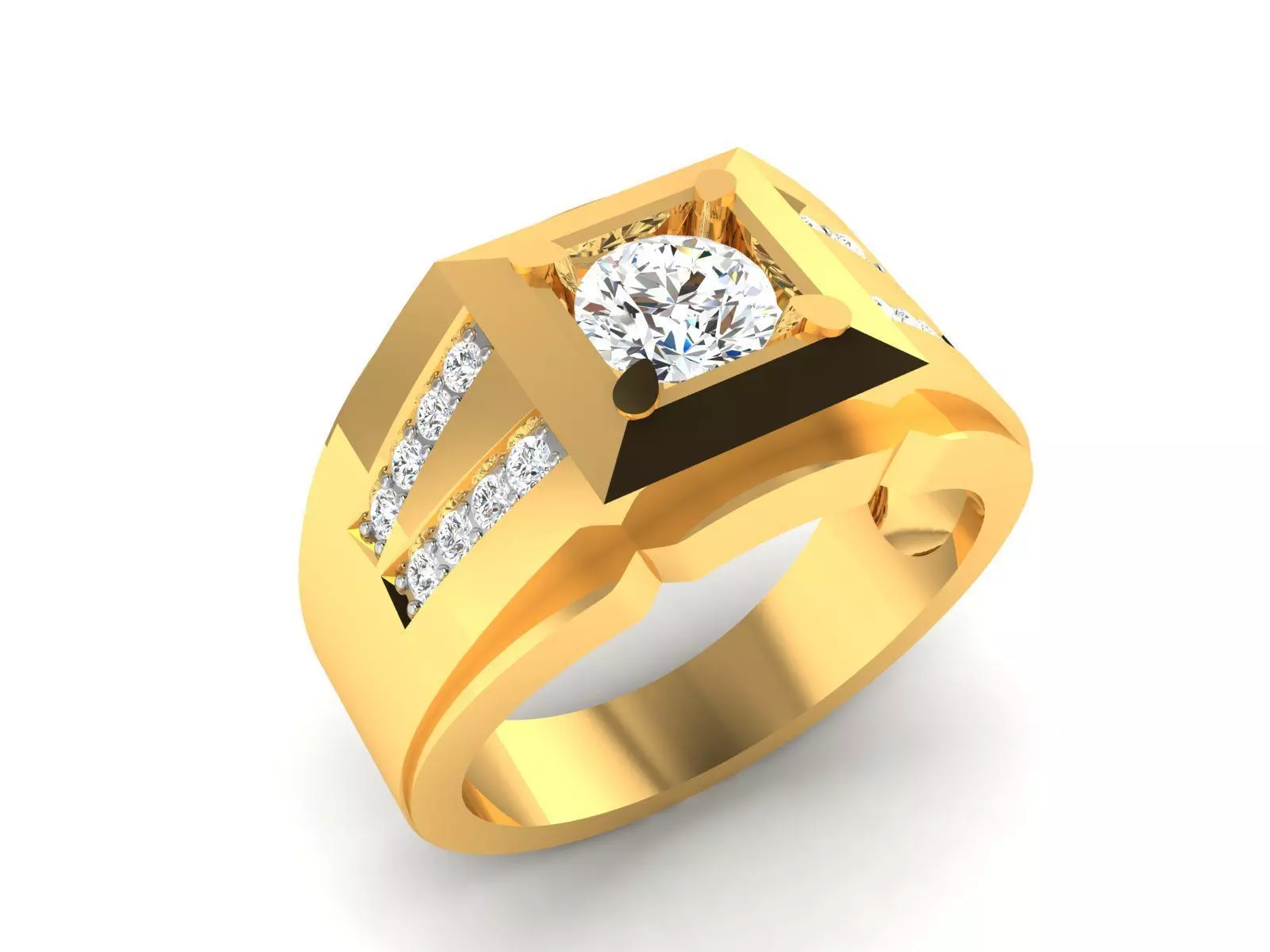 Men solitaire ring 3dm stl render detail 3D print model 3D print model_0