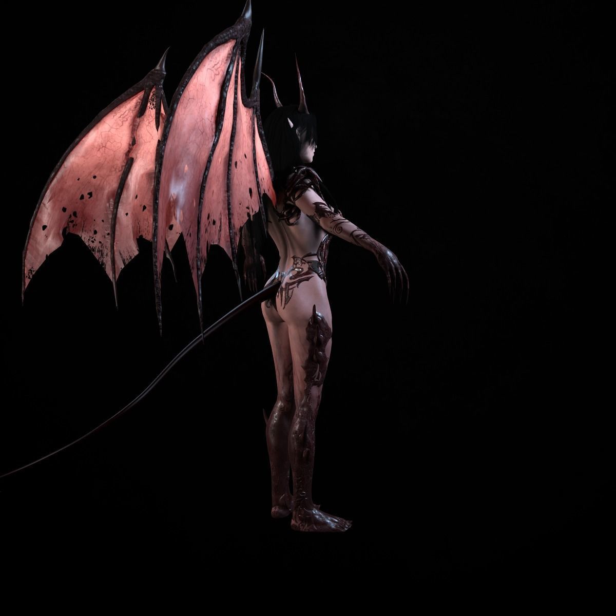Succubus female demon with wings Low-poly 3D model_14