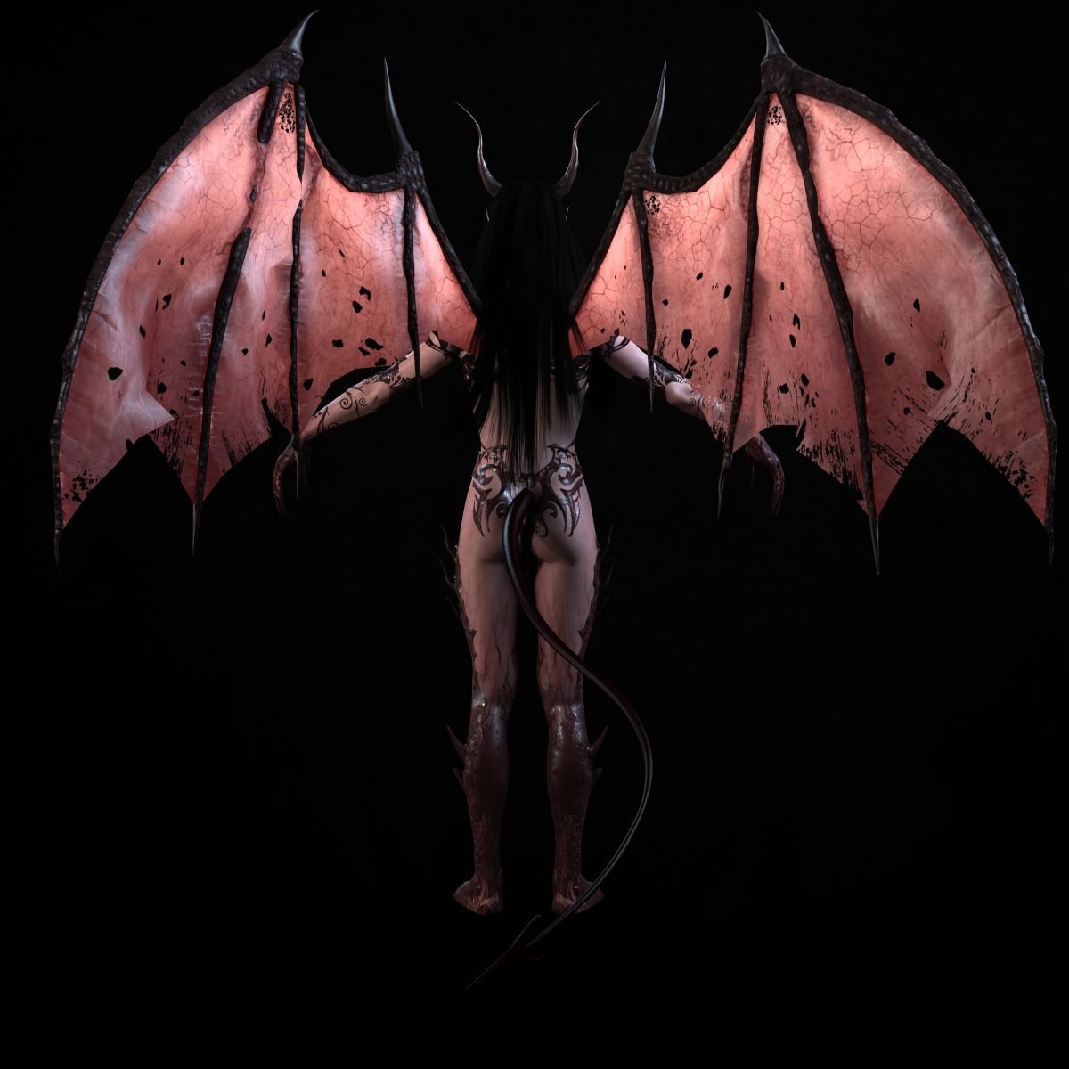 Succubus female demon with wings Low-poly 3D model_13