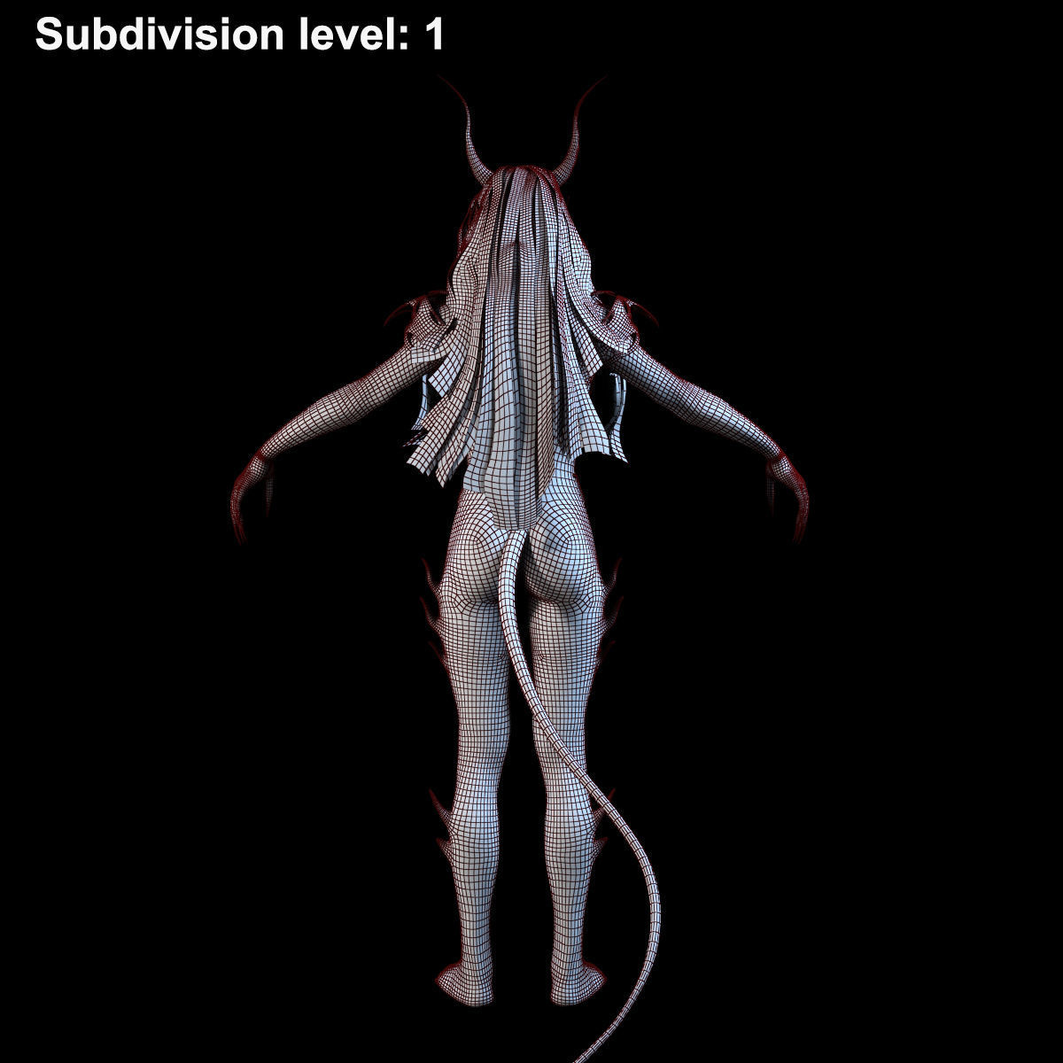 Succubus female demon with wings Low-poly 3D model_28