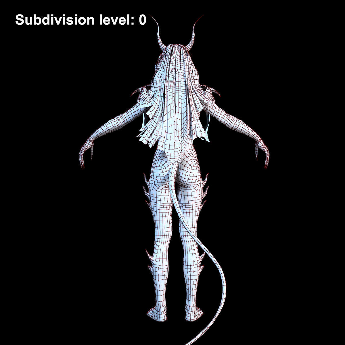 Succubus female demon with wings Low-poly 3D model_22