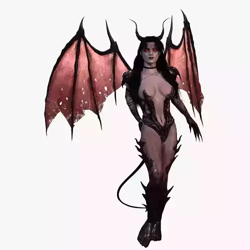 Succubus female demon with wings Low-poly 3D model