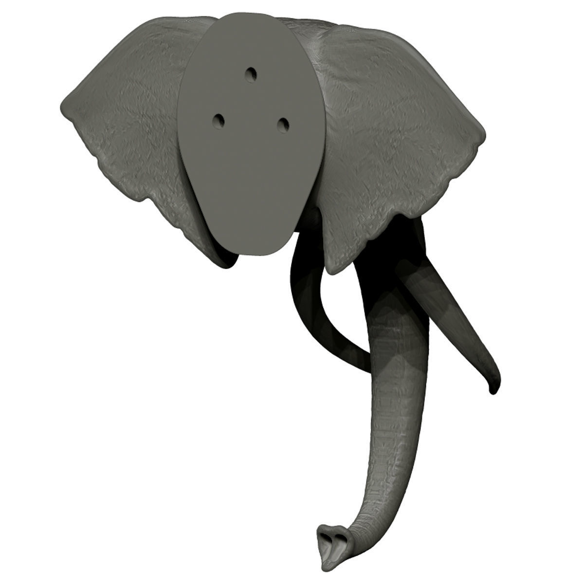 Elephant Head Trophy Wall Mount 3D print model_3