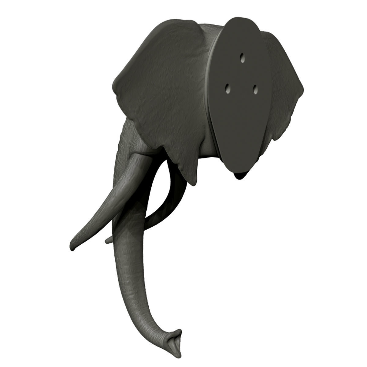 Elephant Head Trophy Wall Mount 3D print model_2