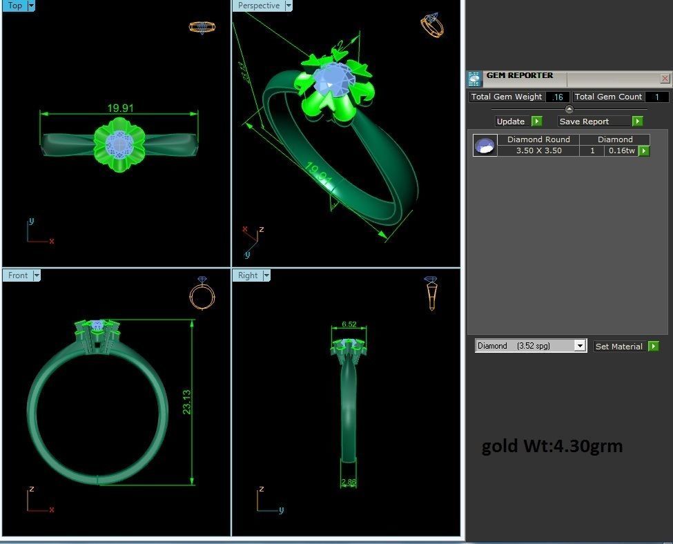 Women solitaire ring 3dm stl render detail 3D print model 3D print model_8