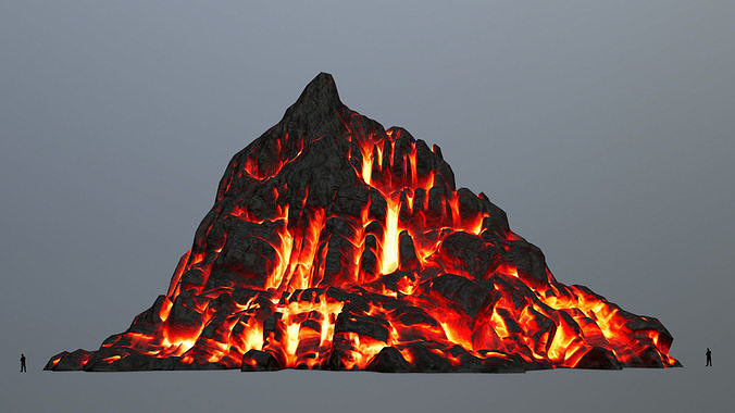 fire mountain Low-poly 3D model