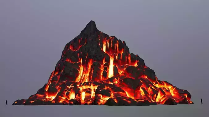 fire mountain Low-poly 3D model
