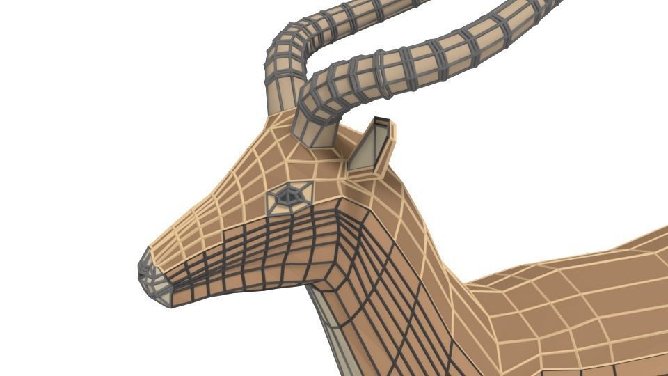 Low Poly Cartoon Impala Antelope Low-poly 3D model_12