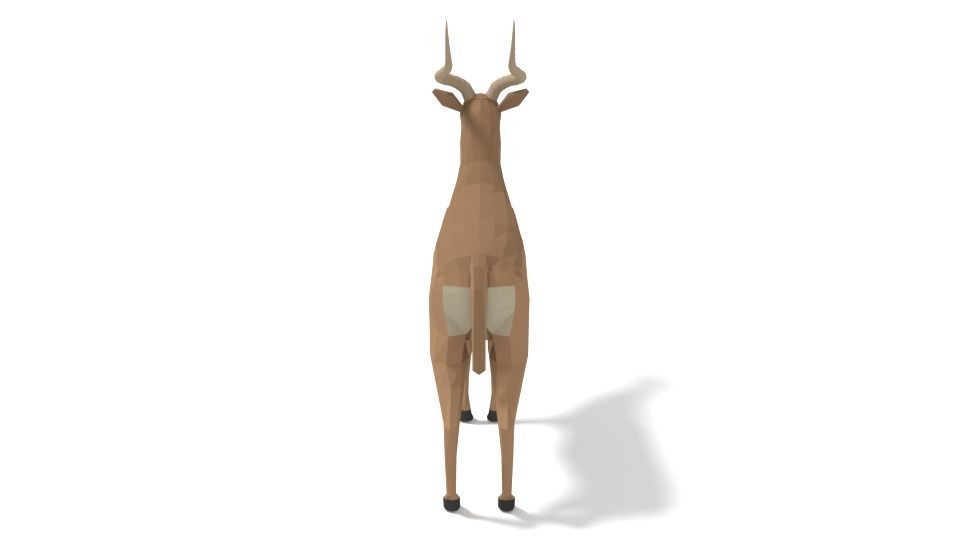 Low Poly Cartoon Impala Antelope Low-poly 3D model_3