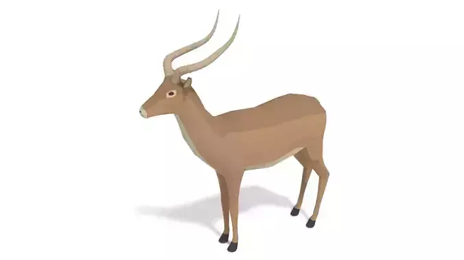 Low Poly Cartoon Impala Antelope Low-poly 3D model
