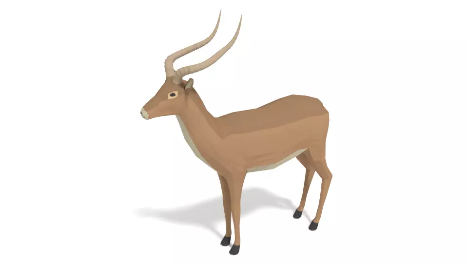 Low Poly Cartoon Impala Antelope Low-poly 3D model_0