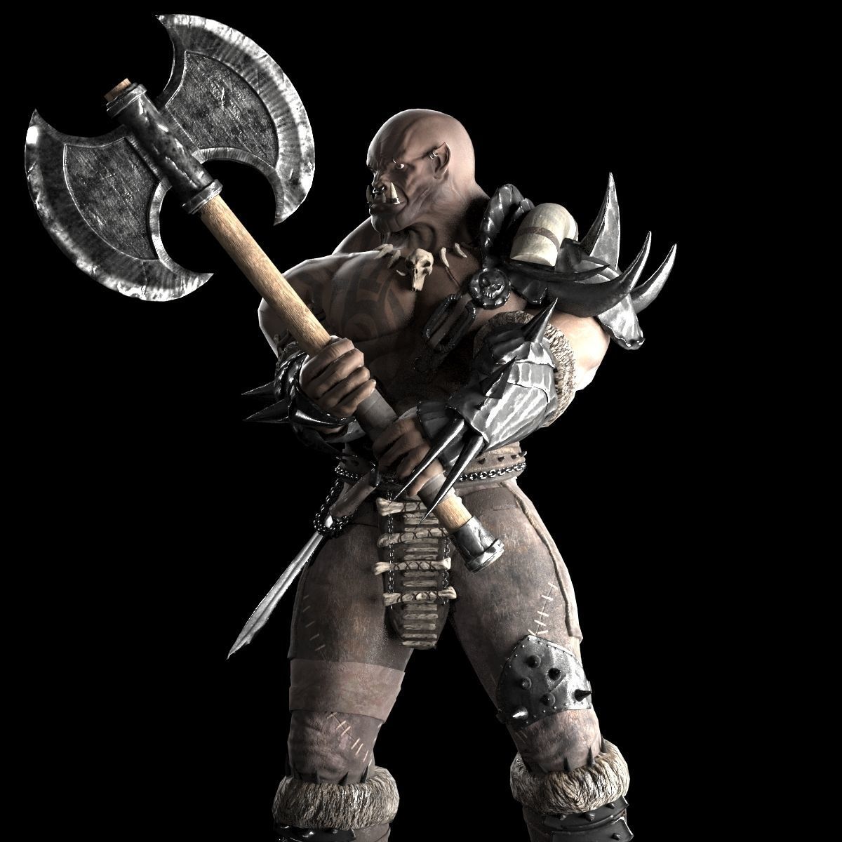 Orc warrior Low-poly 3D model_3