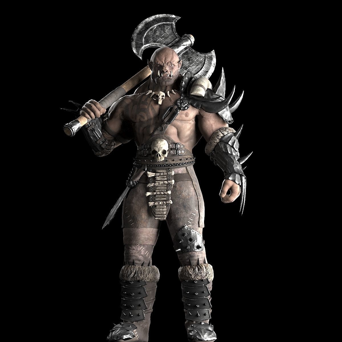 Orc warrior Low-poly 3D model_2