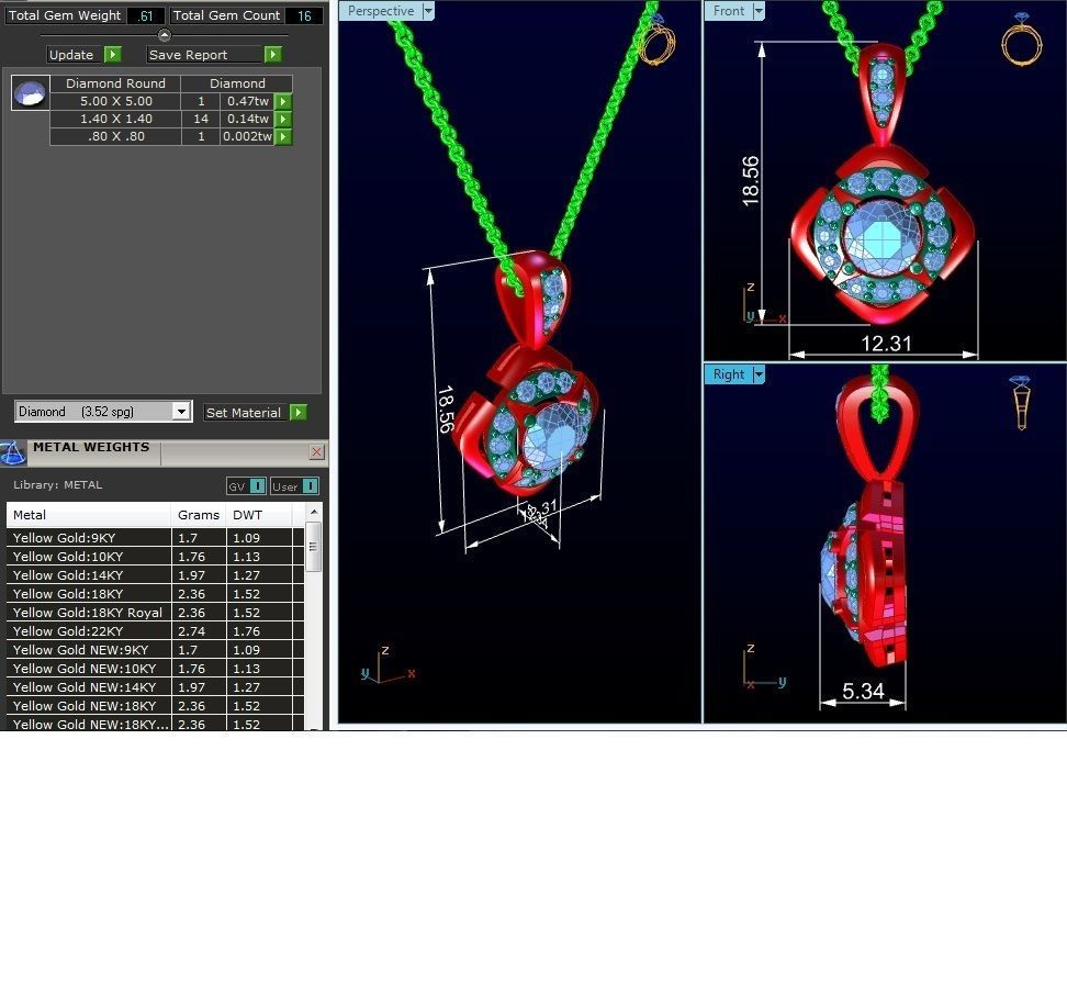 Women solitaire pendant 3dm stl render detail 3D print model 3D print model_2