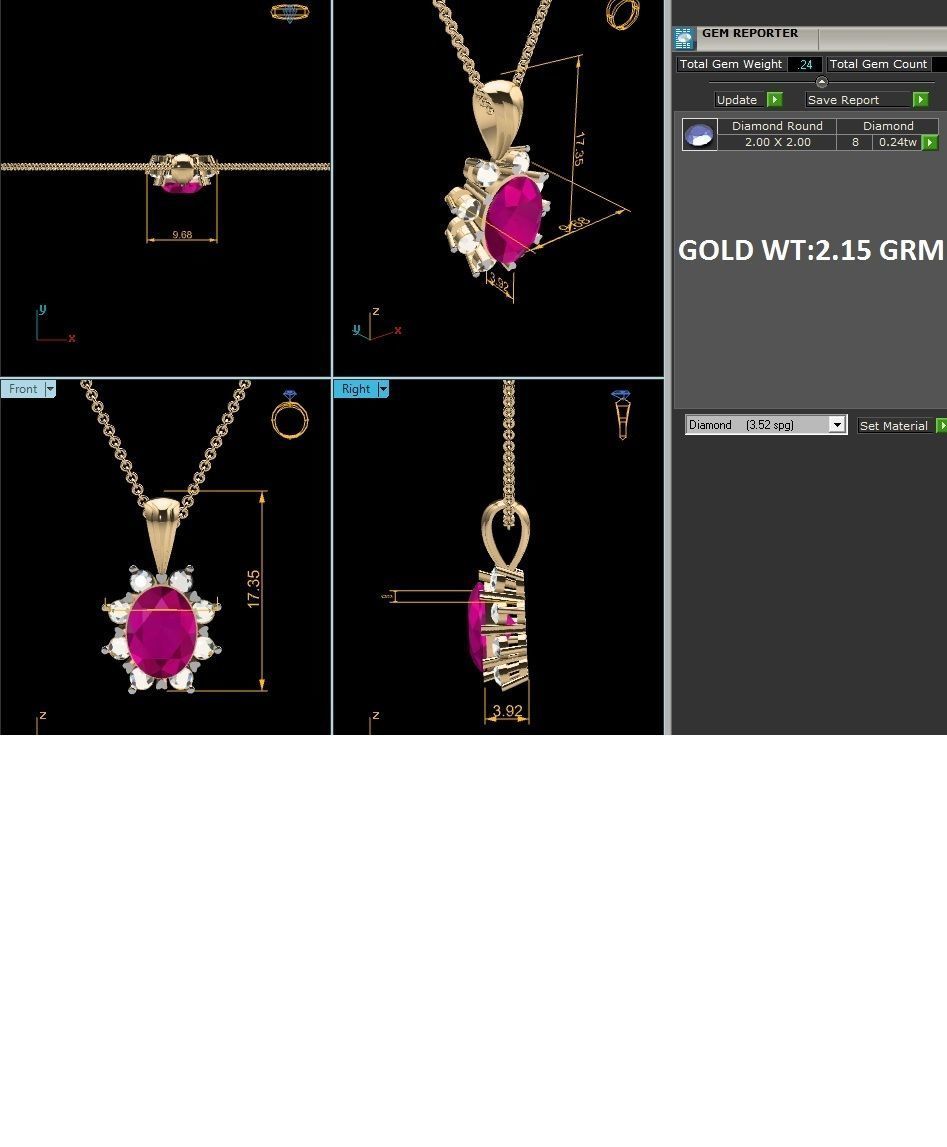 Women solitaire pendant 3dm stl render detail 3D print model 3D print model_6