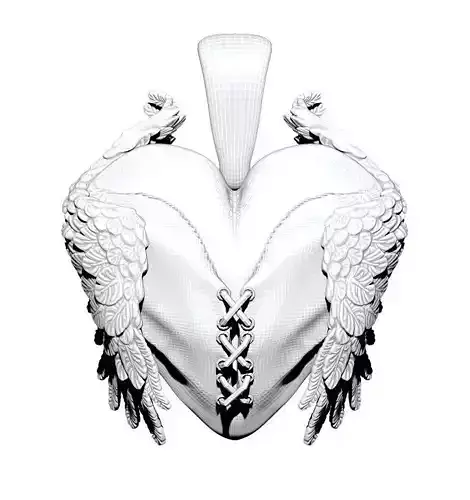 Love heart with wings pendant jewel  3D print model