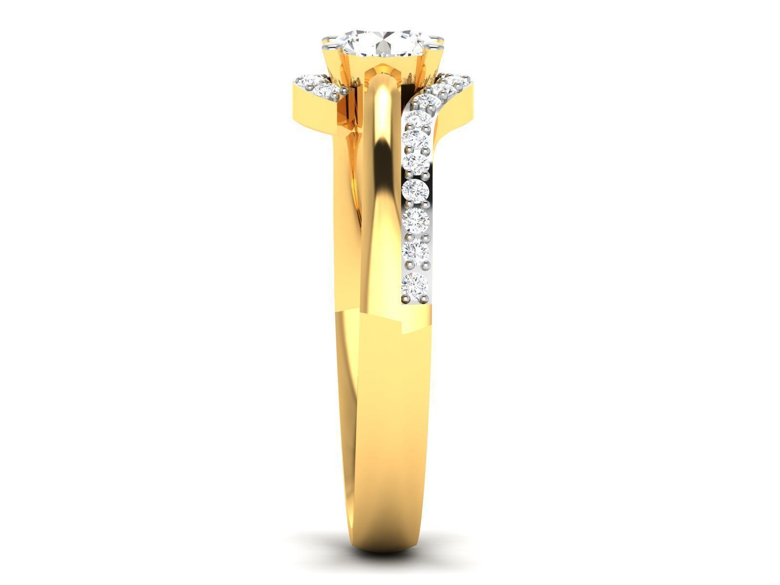 Women solitaire ring 3dm stl render detail 3D print model 3D print model_4