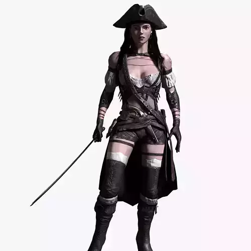 Pirate Female 3D model Low-poly 3D model
