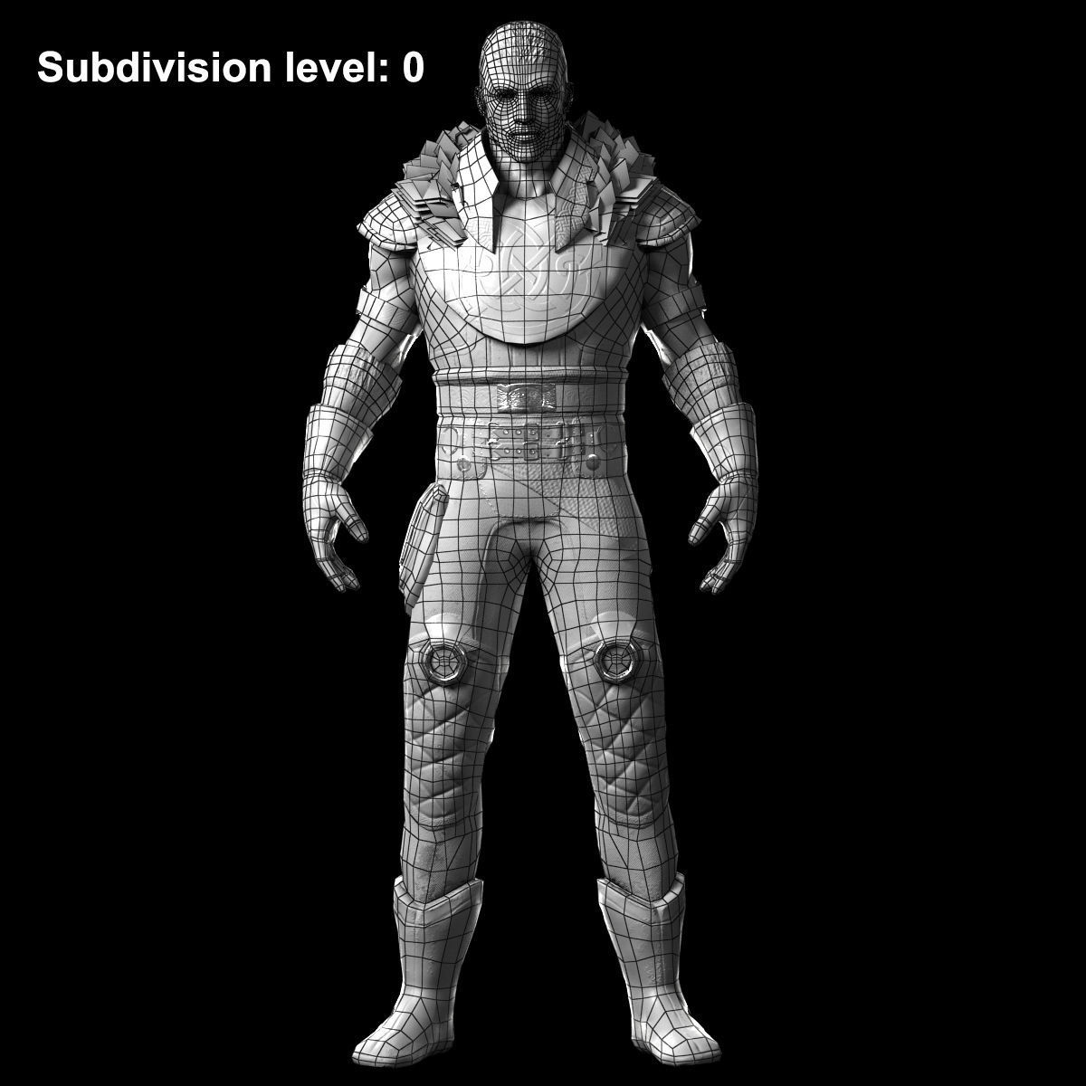 Warrior with 2 rigs bip and ue4 Low-poly 3D model_20