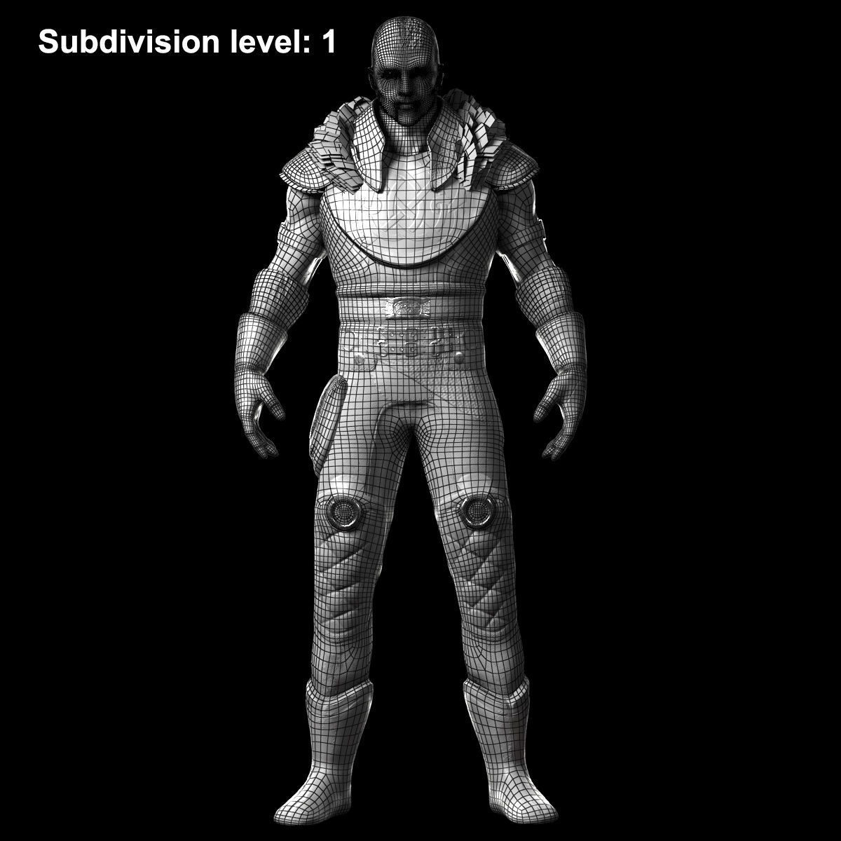 Warrior with 2 rigs bip and ue4 Low-poly 3D model_22