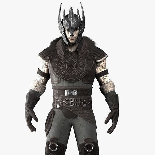 Warrior with 2 rigs bip and ue4 Low-poly 3D model