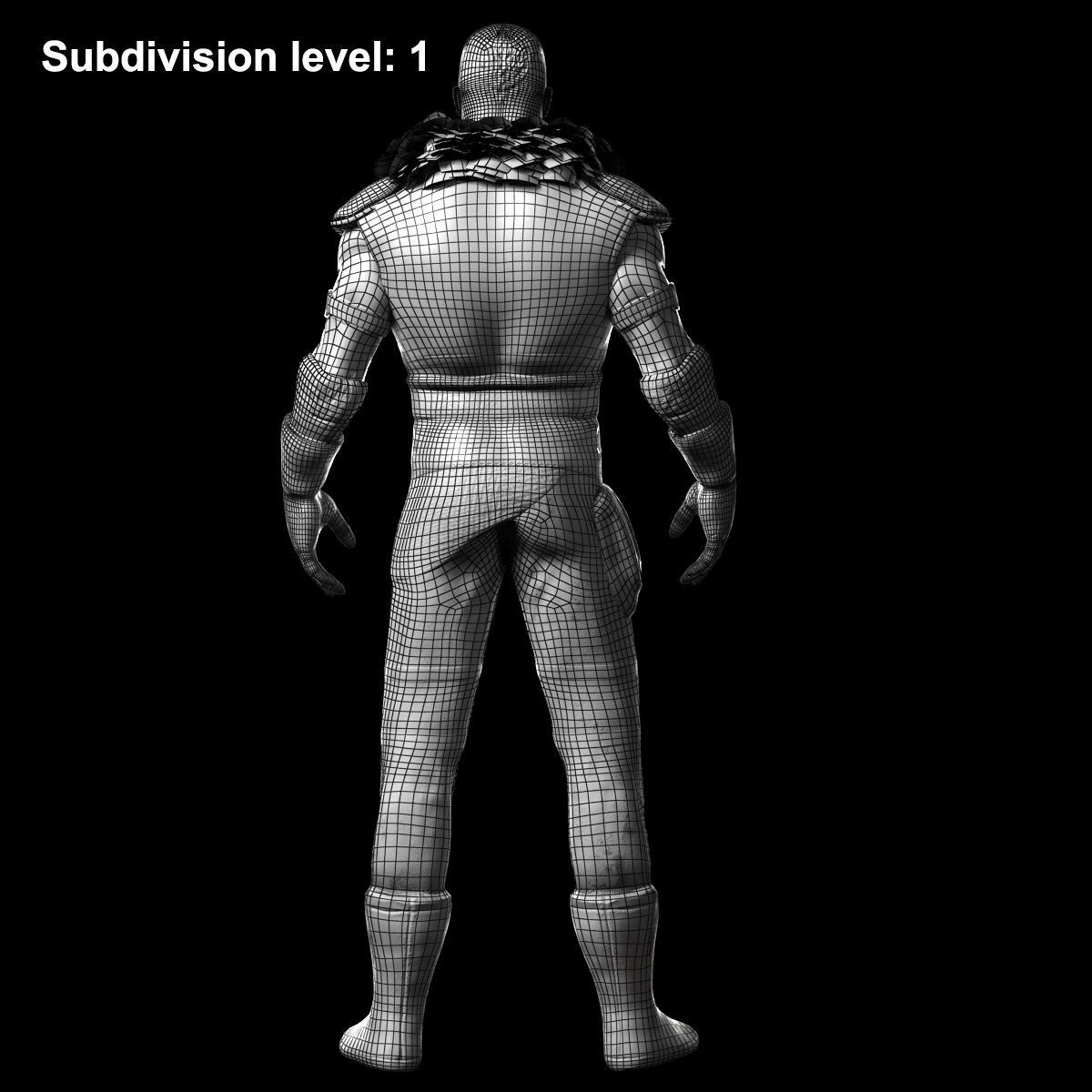 Warrior with 2 rigs bip and ue4 Low-poly 3D model_24