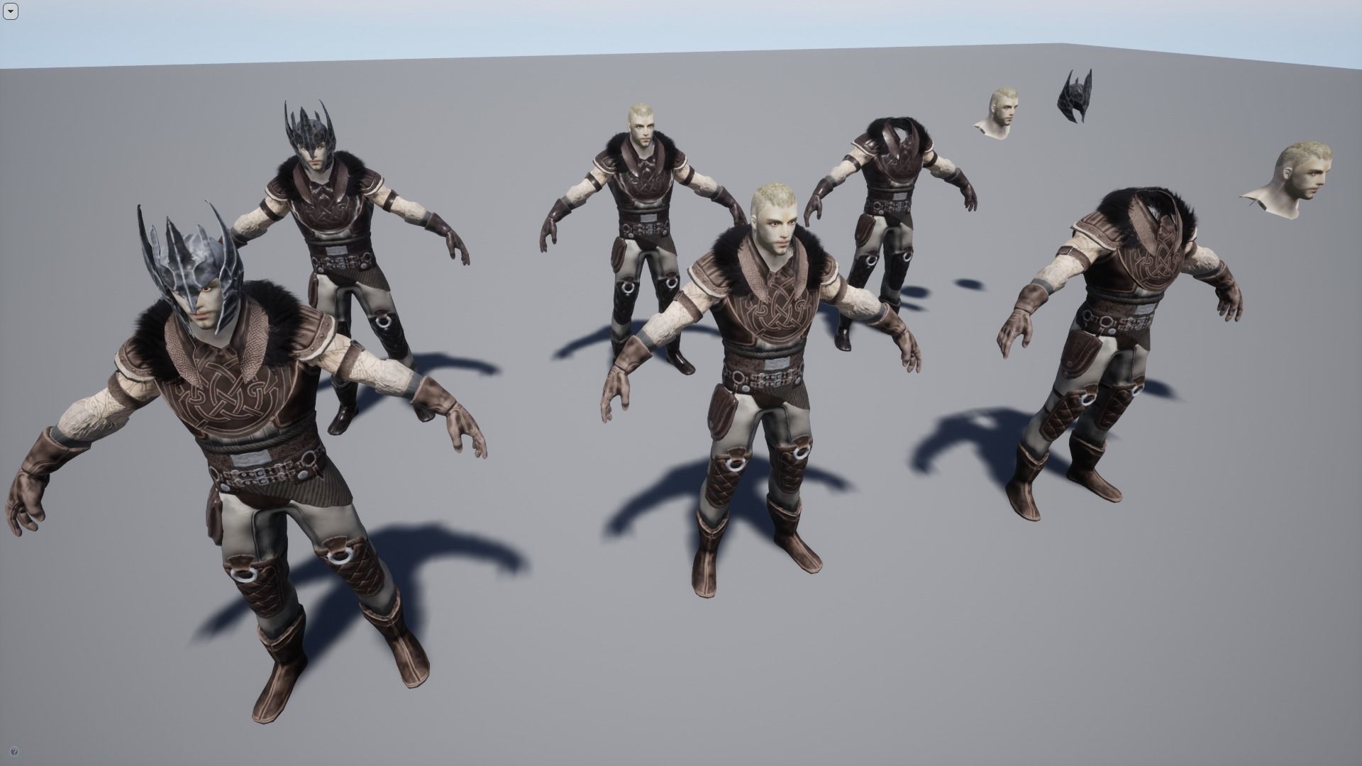 Warrior with 2 rigs bip and ue4 Low-poly 3D model_12