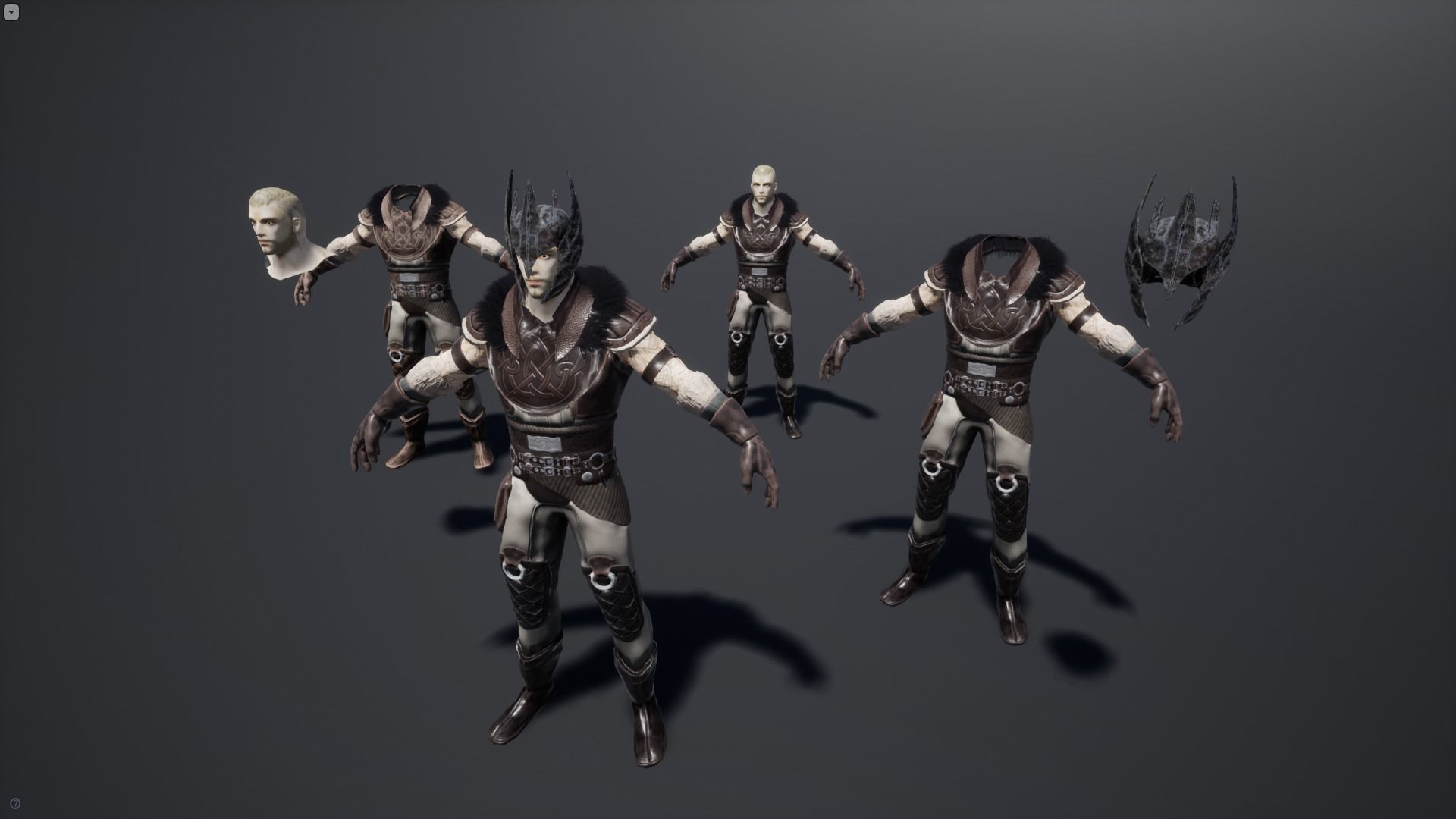 Warrior with 2 rigs bip and ue4 Low-poly 3D model_13