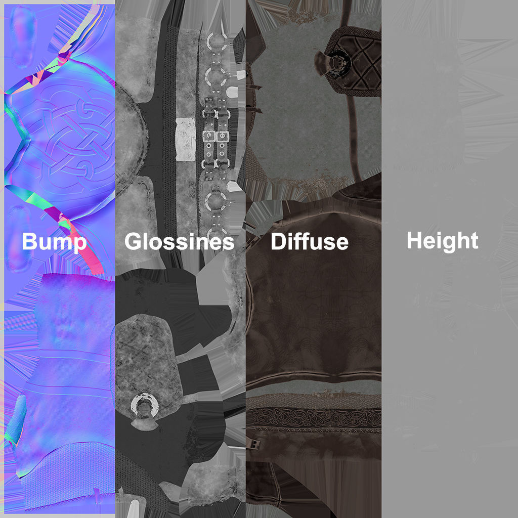 Warrior with 2 rigs bip and ue4 Low-poly 3D model_19