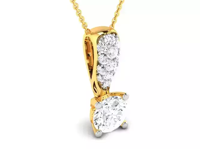 Women solitaire pendant 3dm stl render detail 3D print model